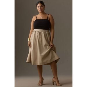 NEW Anthropologie Maeve Sleeveless Rib Poplin Twofer Fitted Midi Dress Plus 1X